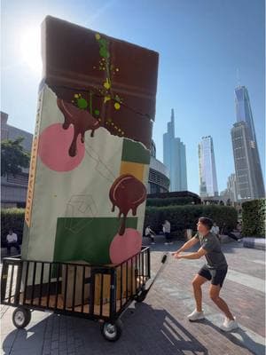 How big do you want this chocolate? - This BIG 🍫 #chocolate #dubai #dubaichocolate #sweets #desert #nickdigiovanni