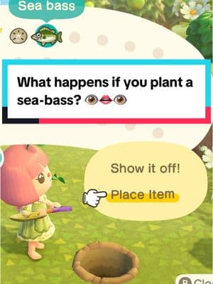 what happens if you plant a sea-bass? 👁️👄👁️ let’s find out #acnh #animalcrossing #animalcrossingnewhorizons #nintendo #fyp #nintendoswitch #gaming #acnhdesign #cozygames #acnhfunny 