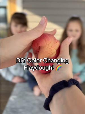 Watch the magic unfold with this DIY color-changing playdough! 🌈✨ Perfect for little hands and big imaginations! I recommend using the red/yellow powder since it had the most color-changing effect for us. Share this recipe with a mama! 😊 Supplies  •2 cup all-purpose flour •2 cup water •4 teaspoon cream of tartar •2/3 cup salt •2 tablespoon avocado oil •2 tsp of color changing powder   Directions  1)Stir together the flour, salt and cream of tartar in a large pot. Next add the water and oil. 2) Cook on medium heat, stirring constantly. Keep stirring until the dough thickens and starts to come together in a ball. Take it off the heat and transfer it to a bowl. Let it cool for a bit, then knead until it's smooth. 3)Add in your color changing powder to the center of your dough. Fold and knead it in until it is fully incorporated. Have fun!  #playdough #diyfun #sensoryplay #momlife #MomsofTikTok #scienceexperiments 