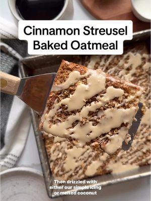 ⭐️ Cinnamon Streusel Baked Oatmeal  A hearty make-ahead breakfast made with wholesome ingredients that tastes like a decadent bakery-style muffin or coffee cake.  ⭐️ FOR THE RECIPE ⭐️  👉🏼 Tap the link in our bio then use the search bar on our website for “cinnamon streusel baked oatmeal”  #therealfooddietitians #healthyrecipes #recipes #breakfastideas #breakfast #bakedoatmeal 