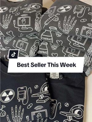 These radiology doodles crewneck and tees have been the best seller this week!🤍☢️ also, these are currently on a flash sale rn!! Crewnecks are originally $50, and tees are originally $30.  🏷️ #SmallBusiness #radiology #radiologytechnologist #radiologist #radtech #tshirtbusinessowner #entrepreneur #shopsmall 