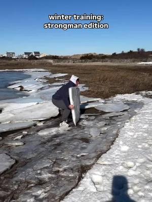 because regular weights just aren't cool enough 🧊🥶 #strongman #weightlifting #strongmantraining #winterworkout