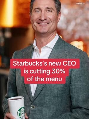 Starbucks CEO Brian Niccol told investors the coffee giant plans to cut “roughly 30% reduction in both beverages and food.” #Starbucks #starbucksdrinks #brianniccol #ceo #Fortune #coffee #news #businessnews #success #strategy #coffeehouse #coffeetok 