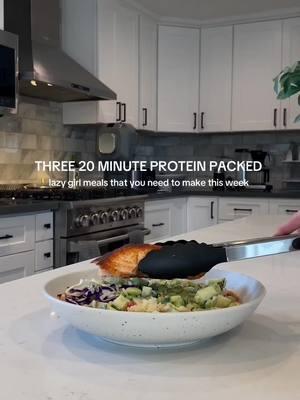 Three 20 minute protein packed lazy girl meals you should try this week 👇🏻 1. Salmon bowl with @Primal Kitchen Foods yum yum sauce  2. Chicken and broccoli bowl  3. Chicken sausage and sweet potato one pan dinner  #proteinpackedmeals #proteinideas #proteinrecipe #proteinmeals #easyhealthyrecipes #lazygirldinner #healthyrecipes 