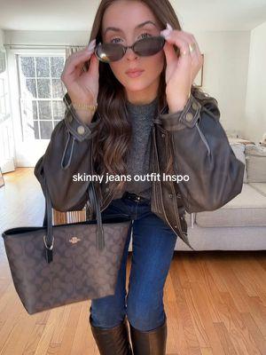 oops almost forgot my skinny jeans #outfitstyling #OOTD #skinnyjeans #skinnyjeansoutfit #wearingvsstyling #winteroutfit #winterfashion #leatherbomberjacket #leatherjacket #outfitinspo #alixearleskinnyjeans @Princess Polly @KUT from the Kloth @Coach @H&M @Vince Camuto @Amazon Fashion 