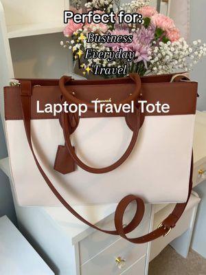 This stunning laptop travel bag is perfect for business, casual and everyday use! It also comes with a carrying strap and it comes in several different colors. #laptopbag #totebags #tiktokshoploveatfirstfind #tiktokshopjumpstartsale #womenspurse #businesswoman 