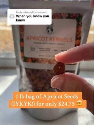 Replying to @Heavy71  When you know you know! 😉 1 pound bag of organic, bitter, raw apricot seeds for just $24.75! #apricotseed #apricotseeds #apricotseedjourney #apricotkernels #apricotkernel #apricotkernalseeds 