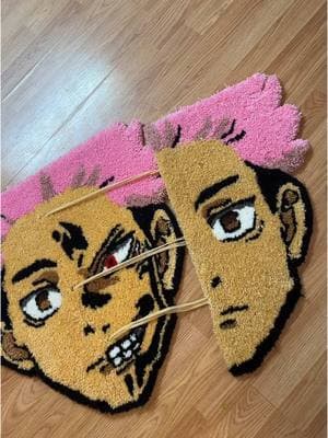 All my current anime rugs available on my Etsy🤩 #animerugs #tuftingart #jujutaukaisen #demonslayer #weebtiktok 