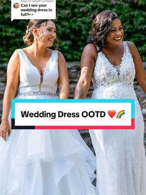 Replying to @TashaB We both loved our dresses so much! 😍 Melissa’s Dress: Justin Alexander  Kim’s Dress: Mikaella #wlw #wlwcouple #mrsandmrs #wifeandwife #weddingdress #lgbt #lgbtq #gaywedding #wlwtiktok #wlwwedding 