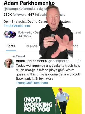 @AdamParkhomenko has created a website to monitor #DonaldTrump’s golf activity while in office! Also monitors the cost of eggs and gas. Definitely check it out and spread the word! TRUMPGOLFTRACK.COM 🏌️#golf #costofeggs #progressive 