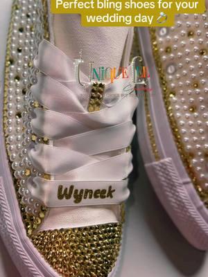 Business name : UniqueLee Creations Website: uniqueleecreations.com Whatbwe sell : Custom bling shoes for your speical event  #blingshoes #blingconversesneakers #blingconverse #weddingconverse #converse #chucksandpearls #weddingshoes #weddingtiktok 