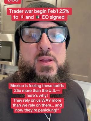 📅 [1/30] | My Original Content, My Thoughts The 25% tariffs on both Mexico and Canada are making headlines, but the biggest concern is coming from Mexico—and here’s why. While the U.S. imports a significant amount from Mexico, Mexico’s economy relies heavily on exports to the U.S., with 75-80% of their trade depending on American buyers. When tariffs hit, they feel it 25 times harder because they don’t import nearly as much from us. This means while some Americans may see higher prices, Mexican industries and workers are feeling the real pressure. Many in Mexico are frustrated, not at the U.S., but at their own leaders for engaging in trade battles that they can’t afford to lose. At the same time, these tariffs are being used as leverage to address border security concerns, particularly focusing on stopping drug trafficking into the U.S. But with Mexico’s economy so dependent on trade with America, how long can their leaders afford to push back? What do you think—is this the right move, or will it create bigger economic consequences? Let’s talk about it. #TikTokShop #EducationalContent #GlobalTrade #Tariffs #Mexico #USMCA #TradeWars #BorderSecurity #MyThoughts