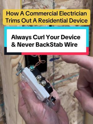 How to trim out a 15A receptacle device with 22 gauge Romex!  #wkhk #whackhack #thebasementking #residentialelectrician #journeymanelectrician #sparkylife⚡️💡 #fyp #masterelectrician #electriciansoftiktok #commercialelectrician #sparkylife⚡️ #electricalapprentice #rough #trim 