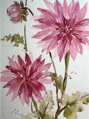 DAHLIAS on @Funto Art watercolor sketchbook #fyp #art #watercolorpainting #flowers #watercolor #dahlias 