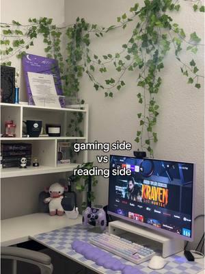 and I can’t wait to add more 😝 #girlgamer #GamingSetup #desksetup #bookshelftour #booktbr #bookroom #BookTok 