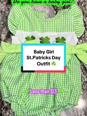 Do you have a baby girl because this St.Patricks Day outfit is ADORABLE 😍 #stpatricksday #baby #babygirl #babygirloutfits 