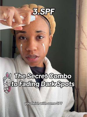 Replying to @Miss_dBLA the secret combo to fading your stubborn dark spots 👀#darkspots #unevenskintone #hyperpigmentation #acneskin #acnescars #blackgirlskincare #skincaretips 