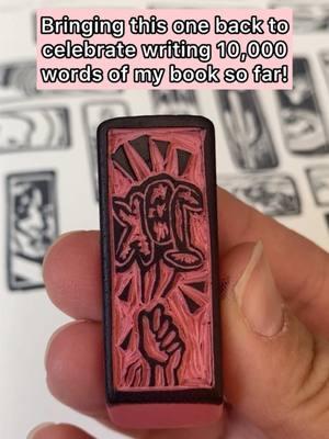 Hit a milestone today and then surpassed it!! Writing this book is so fun! #pinkeraserart #eraserstamp #erasercarving #10k #author #debutauthor 