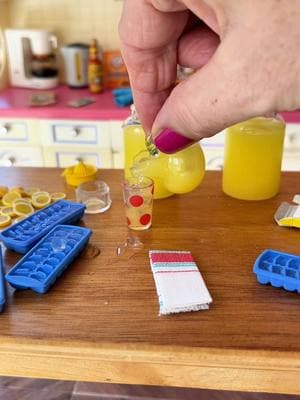 Oops! I’ve always been clumsy.  Here mini life mimics real life. 😳 🍋 💦  Here’s me pretending I’m a master mixologist with fresh lemonade... until I turned my table into a splash zone!  #tinykitchen #minifood #tinythings #tinythingsmakemehappy #grandmagetsreal