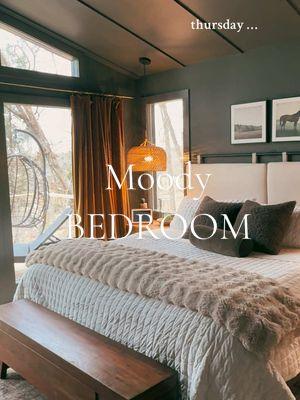 Sherwin Williams Urbane Bronze for the win ! Moody bedrooms are always my fav ❤️ #moody #moodypaint #moodybedroom #urbanebronze #sherwinwilliams #moodypaintcolor #brownpaint #ceilingdimension #naturallight #homeinspo #homedesign #cozysoaces #smallhome #cozybedroom 