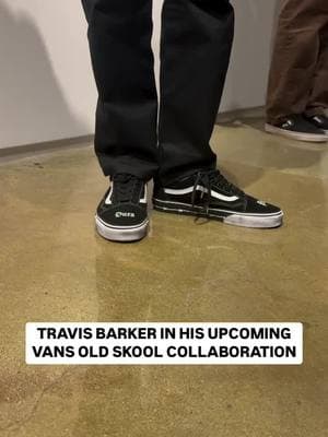 @travisbarker is rocking his upcoming Vans Old Skool collaboration at the brand’s global media summit in Los Angeles 👀 This pair is set to launch this spring 📆 #vans #oldskool #travisbarker #skate