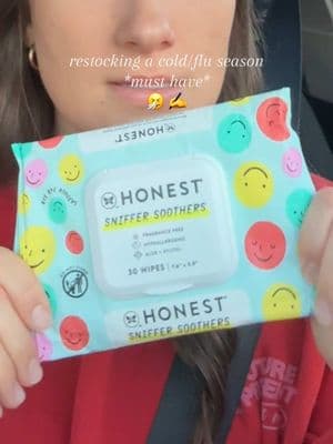 gifted by The Honest Company  I recently learned the hard way that not all of the baby nose wipes on the market are created equal. Honest Company’s new Sniffer Soother wipes had my baby’s face free from snot, dryness, and irritation—so much so that I didn’t exactly keep my distance and ended up with the same virus 🤧 As a mom with a full schedule, these are my go-to wipes the second I see his nose start to run. And I love that the small packs make them easy to keep in my purse, the diaper bag, and even the pocket of my winter coat! What makes the difference? 🧘‍♀️ Xylitol works to soothe and calm 🌿Aloe helps soothe and hydrate 💧Glycerin locks in moisture All in a soft wipe that easily dispenses whenever your little one’s skin needs it ☁️ 🤍  Find them at Target, Amazon, Walmart, or at Honest.com 🛒🙌🏻 @Honest #mommusthave #sickseason #babymusthave #runnynose #whatsinmydiaperbag #whatsinmypurse #MomsofTikTok #toddlermom #boymom #youngmom 