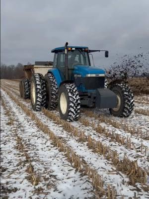 Ford New Holland 8970 tractor pulling a Kuhn Knight manure spreader. #farmhandmike #ford #tractor #farm 