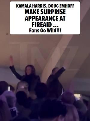 WATCH: The crowd goes WILD after spotting #KamalaHarris and #DougEmhoff at the L.A. #FireAid concert at Intuit Dome! 🤩