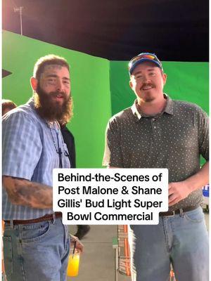 A collaboration we didn’t know we needed. 😂 @Post Malone & @Shane Gillis teamed up with Bud Light for their #SuperBowl commercial and Billboard got an exclusive sneak peek behind the scenes. #budlight #budlightofficial #postmalone #shanegillis #superbowlcommercial #superbowlsunday #behindthescenes 