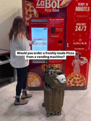 Vending machine Pizza… yes or no? We had absolutely no idea that this was a thing until this machine literally spoke to us as we were walking by 🍕 Honest review: It wasn’t the best or most gourmet pizza we’ve ever had… but when you’re in the airport super late and there’s nothing open… it beats the heck out of a bag of chips for dinner ✈️ 5/10 on the taste/quality. 10/10 for the convenience of having something hot and made to order. 10/10 for the experience 👍🏼 With a few tweaks we could definitely see this going somewhere. The future is looking bright 😍 #vendingmachine #viralfoodtrend #foodtrend #foodreview #foodhack #wetriedit #vendingmachinefood #futureoffood #foodonthego #FastFoodReview #mukbang #airporteats #latenightsnack #innovationnation #zabot #airportlife 