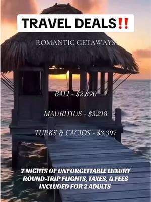 Indulge in a week of romance w our luxury couples packages❤️‍🔥✨ Don’t wait too long for these deals—secure your escape and cherish every moment together! 🌍💕✈️ ⬇️⬇️⬇️⬇️  Other locations available…link in bio for info!  #travelwithmiaaa #fyp  #TravelGoalsVacationVibes #foryoupage #bali #turksandcaicos #turksandcaicosislands #baliretreats #mauritius #bucketlisttravel #baecation #couplesgoals #couplestiktok #romaticgetaway #couplestrip #bucketlistvacations #fyp   #VacationGoals #TravelDeal  #TravelGoals  #LuxuryLife  #LuxuryTravel #VacationVibes  #TravelDeals #vacationplanner  #traveltiktok #couplestrip #luxurytravel #travelagent #travelagentsoftiktok #babymoon #traveladvisor  #honeymoon #adultsonly #honeymoondestinations #anniversarytrip #sunsetbeach 