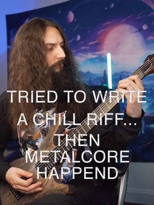 I swear I was trying to write a chill riff… but somehow, metalcore happened 😅 It started all smooth and vibey then my brain immediately went “but what if the band came in and made it heavy?” And now here we are 😏 Anyone else struggle with keeping it chill? Or is this just a me thing lol 😂  You know what’s funny, is that this does sound chill to me 😮‍💨 my ears are so used to heavy music that a “less heavy riff” is how I chill out 🤣 . #guitarist #metalcore #riff #heavymusic #breakdowns #guitarriffs #kieselguitars #metalguitarist #guitarplayer 