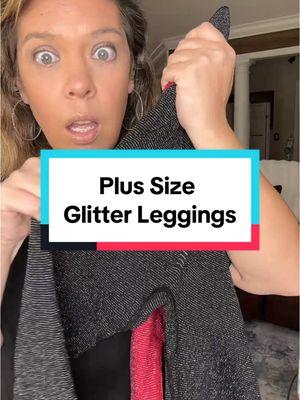 Plus size glitter high waisted leggings in sizes 1x, 2x and 3x with a variety of colors available #plussizefashion #plussizetiktokshop #leggings 