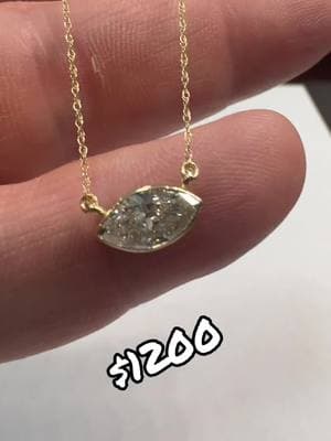 1 Ct Natural marquise cut diamond center bezel set necklace 18 inches long 14kt gold #goldchain #diamondnecklace #jewelryonsale #fyp #jewelrysale 