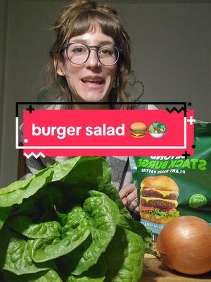 burger salad for dinner 🍔🥬 @Beyond Meat  #burgersalad #easydinnerideas #quickdinner #dinnertime #hamburgers #saladrecipe #healthydinner #simpledinner #dinnerforone #meatlessmonday #beyondburger #vegetarianrecipes 