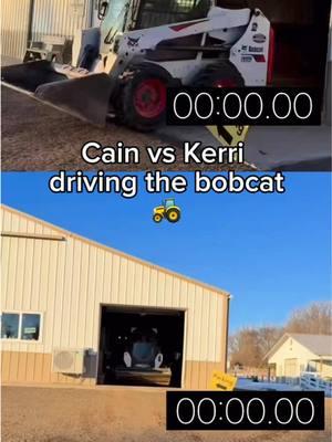 Bobcat Showdown! 🚜💨 Watch as Kerri and Cain, both complete the final task for chores… one takes significantly longer than the other😂 While Cain breezes through and even finds time for lunch, Kerri’s still in the game! #farmchores #bobcat #farmfun #farmlife #eageeyefarm #farmgirlfab #riverfallswi #challenge 