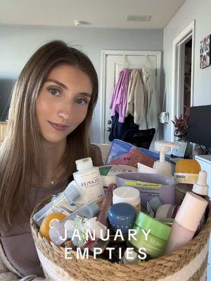 My January empties!!! Can't wait to finally throw all of this away 😅🤭💖 #empties #monthlyempties #januaryempties #projectpan #overconsumption #monthlyreset #makeup #skincare #productreview 