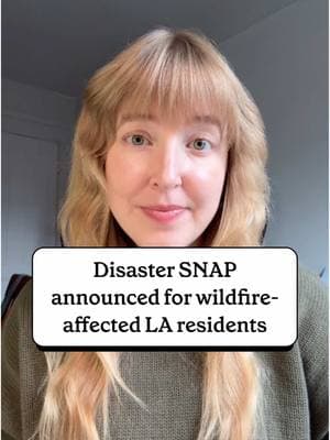 Just announced: Food assistance for wildfire-affected LA residents. If your family was impacted by the recent Los Angeles wildfires, you might be eligible for Disaster SNAP (D-SNAP) to help cover grocery costs while you recover. 🛒 What is D-SNAP? Short-term food assistance for those affected by natural disasters who don’t usually get SNAP. 👤 Who qualifies? About 81,000 households in 28 approved zip codes may be eligible. 📝 How to apply? Applications are open Feb 10 - Feb 18, online & in person. Call 2-1-1 for details. Already on SNAP? You might get extra benefits automatically if you live in one of 9 affected zip codes. 💬 Help spread the word! Tag an LA friend who might need this. #lawildfires #eatonfire #losangeles #palisadesfire #calfresh #snap #ebt #ebtbenefits #staysafe #wildfire