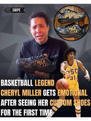 GREATNESS. LEGACY. HISTORY.🖤 @cmill31 embodies all 3 of these! She is more than a basketball icon—she’s a trailblazer whose impact extends far beyond the game.🏀 When I create, it’s about more than paint and fabric—it’s about meaning, so it was an honor to design these customs for Cheryl Miller as she received the National Civil Rights Sports Legacy Award (alongside Amar’e Stoudemire & Tommie Smith) and walked through history at the National Civil Rights Museum, where Dr. King gave his final speech. “I’ve been to the mountaintop” was his call for unity, perseverance, and justice—values Cheryl embodies every day.  Her reaction to these customs show just that! Pure, heartfelt gratitude. That’s the mark of a true legend.🌟 #customs #customshoes #customsneakers #mlk #martinlutherking #cherylmiller #NBA #WNBA #basketballtiktok #usc #hoka #fyp #foryoupage 