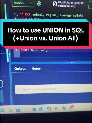 How to use UNION in SQL PLUS the difference between UNION vs. UNION ALL in SQL! #dataanalystjob #dataanalysis #dataanalytics #dataanalyst #dataanalystbeginner #dataanalystjourney #dataanalystwfh #sql #sqltips #sqltutorial #sqlunion #learnsql 