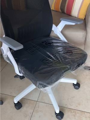 Ergonomic computer desk chair 🪑 Has adjustable arms. The padding isn’t as cushiony as I hoped, it’s a bit hard but you can place your own cushion.  #ergonomicchair #computerchair #deskchair #rollingchair #officefinds #officemusthaves #tiktokshopdeals