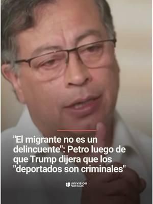 Exclusiva: El presidente de Colombia, Gustavo Petro, dijo que su país no recibirá “ningún colombiano ni colombiana esposada a menos que sea un delincuente probado”. Petro confirmó, en entrevista exclusiva a Univision Noticias, que “la totalidad” de los deportados que han llegado a Colombia en los últimos cuatro vuelos provenientes de EEUU “no hay ningún delincuente probado” por lo que “no pueden ni deben llegar esposados”. Al ser cuestionado por Félix de Bedout sobre los vuelos anteriores en los que los deportados llegaban esposados, el mandatario colombiano dijo que lo hicieron “sin que el presidente de Colombia supiera”. La entrevista completa en @ViX y en el link de nuestra biografía.  #Petro #GustavoPetro #Entrevista #EntrevistaExclusiva #Colombia #USA #Deportados #Inmigración #Immigration #Trump #DonaldTrump #UniNoticias #UnivisionNoticias