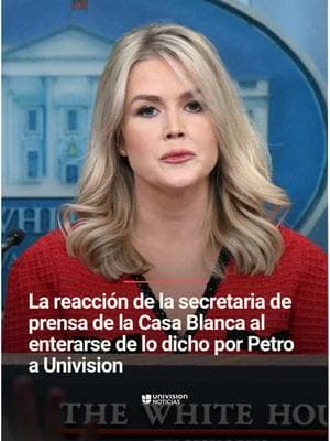 Así fue la reacción de la secretaria de prensa de la Casa Blanca al enterarse de que el presidente de Colombia, Gustavo Petro, en una entrevista exclusiva a Univision, dijo que no recibirá a “ningún colombiano o colombiana esposada a menos que sea delincuente probado”. La secretaria de prensa, Karoline Leavitt, dijo que compartirá con el presidente Donald Trump los comentarios hechos por Petro e “informará una respuesta”. La entrevista completa con el presidente de Colombia en @ViX y en el link de nuestra biografía. #Petro #GustavoPetro #Entrevista #EntrevistaExclusiva #Colombia #USA #Deportados #Inmigración #Immigration #Trump #DonaldTrump #UniNoticias #UnivisionNoticias #KarolineLeavitt