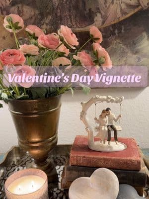 A little Valentine’s Day vignette using my new figurine from Storie me! I’m running a gift away over on IG for two different figurines we’re giving away!  #valentinesdaydecor #valentinesvignette #storieme #romanticdecor #loveisintheair #happyheartday #februarydecor 