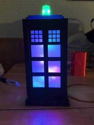 Tardis Lamp 3D printed with fancy lights that can be controlled on with your phone! #skipperscrew #drwho 