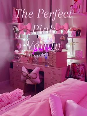 I’m so happy with how this pink vanity came out! I remember being little and having to share a room with my sister. We also grew up poor but my mom always had food on the table. Anyways I’m so blessed to be able to have my dream room. My safe place 🎀 #pink #bows #coquette #coquetteaesthetic #coquettecore #trending #fyp #girlytok #girlythings #pinkroom #pinkaesthetic #girlygirl #bowtok #pinktok #pinkvanity #girlygirl #girls #ilovepink #pinkroom #pinkinterior #pinkinspo #roomdecor #roomaesthetic #roommakeover 