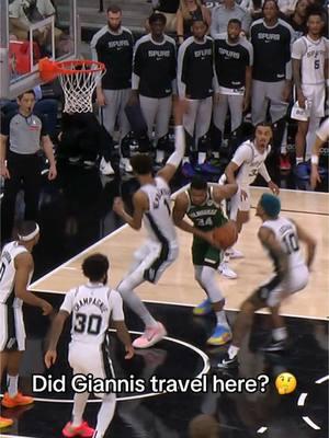 Giannis travel here or nah? 🤔 #NBA #bball #basketball #hoops #spurs #wemby #giannis 