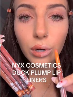 NEW duck plump lip liners are here 🦆💋 ✨ up to 10hr wear ✨ instant and overtime plumping ✨ I wrote the shades I used on screen for you as I wore each!! These are are a highly anticipated launch- get them before they sell out!! @NYX Professional Makeup  #nyxcosmeticspartner #duckplumpliner #duckplumplipliner #lipliner #nyxcosmetics #nyxcosmeticslipliner #affordablemakeup #affordablelipliner #tiktokshopnewarrivals #tiktokshoploveatfirstfind #lovelanguage #lipplump #duckplump #duckplumpnyx #lipplumper #plumpinglipliner 