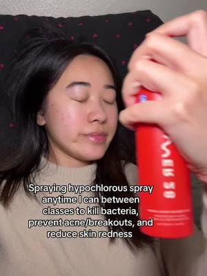 Also one of my best kept secrets for keeping my skin clear! 🤭 ib: @Rebecca Gordon Hypochlorous spray is a game changer & is a MUST for getting rid of bacteria on your face! I’ve been doing this for SO long and happy this is trending now - decided to do my own spin on this as a PA student because this is an ESSENTIAL  I'm using @Tower 28 Beauty SOS Rescue Spray, and it’s been fantastic on my acne-prone skin! Everything will be tagged :) #sosrescuespray #tower28 #hypochlorousacidspray #tower28sosspray #skincaretips #acnetreatment #clearskin