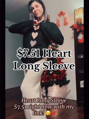 Heart Long Sleeve Top $7.51 right now!!! Grab yours cutie pie!! 🫶🏼 2 Weeks until Valentine’s Day!! 🥰💋#heartlongsleeve #softlongsleeve #heartdesign #fitcheck #cuteshirt #valentinesshirt #valentines2weeksaway #valentines2025 #affordablefashion 